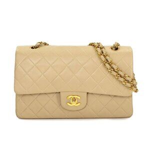 CHANEL Matelasse 25 Chain Shoulder Bag Leather Beige A01112 Vintage